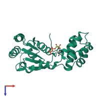 PDB entry 2qz4 coloured by chain, top view.