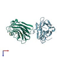 PDB entry 2qz7 coloured by chain, top view.