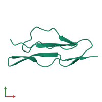 PDB entry 2qzd coloured by chain, front view.