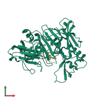 PDB entry 2qzk coloured by chain, front view.