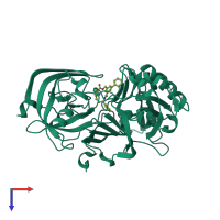 PDB entry 2qzk coloured by chain, top view.