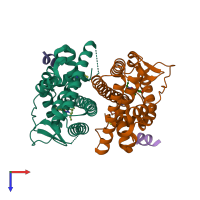 PDB entry 2qzo coloured by chain, top view.