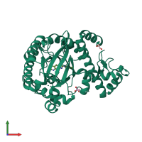 PDB entry 2qzr coloured by chain, front view.