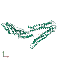PDB entry 2r03 coloured by chain, front view.