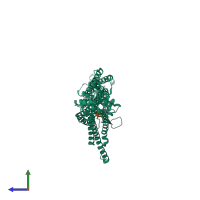 PDB entry 2r05 coloured by chain, side view.