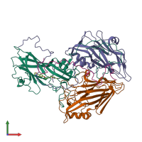 PDB entry 2r06 coloured by chain, front view.