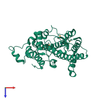 PDB entry 2r0s coloured by chain, top view.