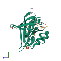 PDB entry 2r0x coloured by chain, side view.