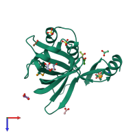 PDB entry 2r0x coloured by chain, top view.