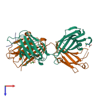 PDB entry 2r0z coloured by chain, top view.