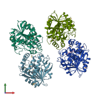PDB entry 2r11 coloured by chain, front view.