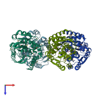 PDB entry 2r11 coloured by chain, top view.