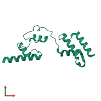 PDB entry 2r18 coloured by chain, front view.