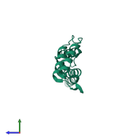 PDB entry 2r18 coloured by chain, side view.