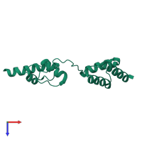 PDB entry 2r18 coloured by chain, top view.