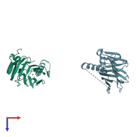 PDB entry 2r1b coloured by chain, top view.
