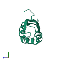 PDB entry 2r1c coloured by chain, side view.