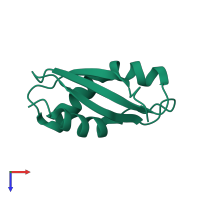 PDB entry 2r1c coloured by chain, top view.