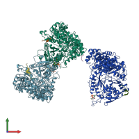 PDB entry 2r1r coloured by chain, front view.