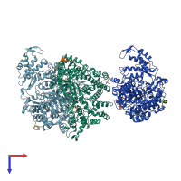 PDB entry 2r1r coloured by chain, top view.