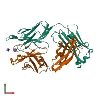 PDB entry 2r1x coloured by chain, front view.