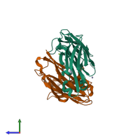 PDB entry 2r1x coloured by chain, side view.