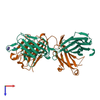 PDB entry 2r1x coloured by chain, top view.