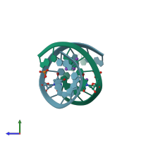 PDB entry 2r20 coloured by chain, side view.