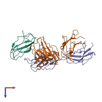 PDB entry 2r29 coloured by chain, top view.