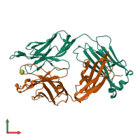 PDB entry 2r2h coloured by chain, front view.