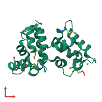 PDB entry 2r2i coloured by chain, front view.