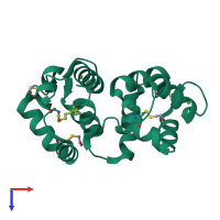 PDB entry 2r2i coloured by chain, top view.