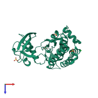 PDB entry 2r2p coloured by chain, top view.