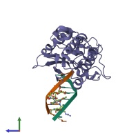 PDB entry 2r2s coloured by chain, side view.