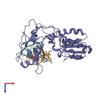 PDB entry 2r2s coloured by chain, top view.