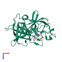 PDB entry 2r2w coloured by chain, top view.