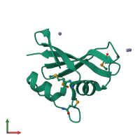 PDB entry 2r2z coloured by chain, front view.