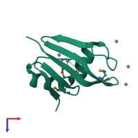 PDB entry 2r2z coloured by chain, top view.