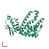 PDB entry 2r31 coloured by chain, front view.