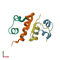 PDB entry 2r34 coloured by chain, front view.