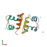 PDB entry 2r36 coloured by chain, front view.