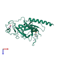 PDB entry 2r3a coloured by chain, top view.