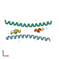 PDB entry 2r3c coloured by chain, front view.