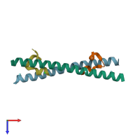 PDB entry 2r3c coloured by chain, top view.