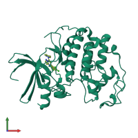 PDB entry 2r3f coloured by chain, front view.