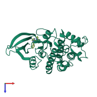 PDB entry 2r3g coloured by chain, top view.