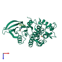 PDB entry 2r3j coloured by chain, top view.