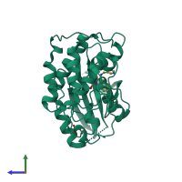 PDB entry 2r3l coloured by chain, side view.
