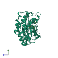 PDB entry 2r3o coloured by chain, side view.