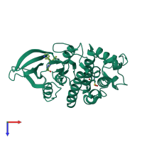 PDB entry 2r3o coloured by chain, top view.